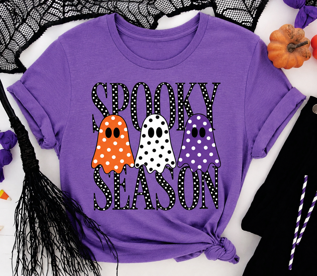 Spooky Season Polka Dot Ghosts Tee *FLASH SALE*