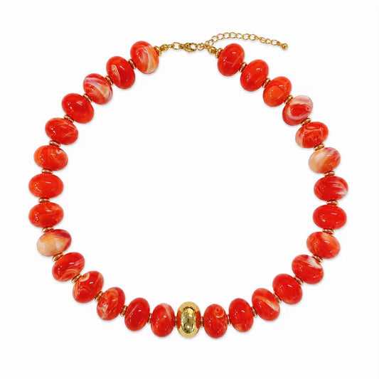 RTS Dark Orange Beaded Necklace