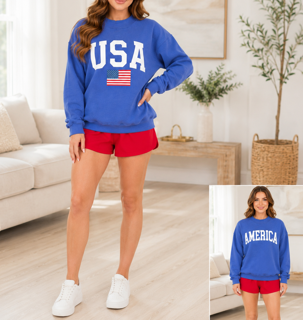 Blue Reversible America/USA Mock