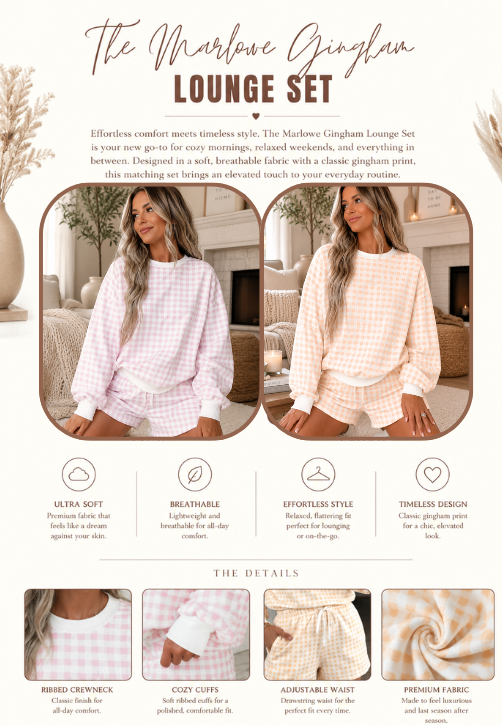 PREORDER: The Marlowe Gingham Lounge Set 7.27.26