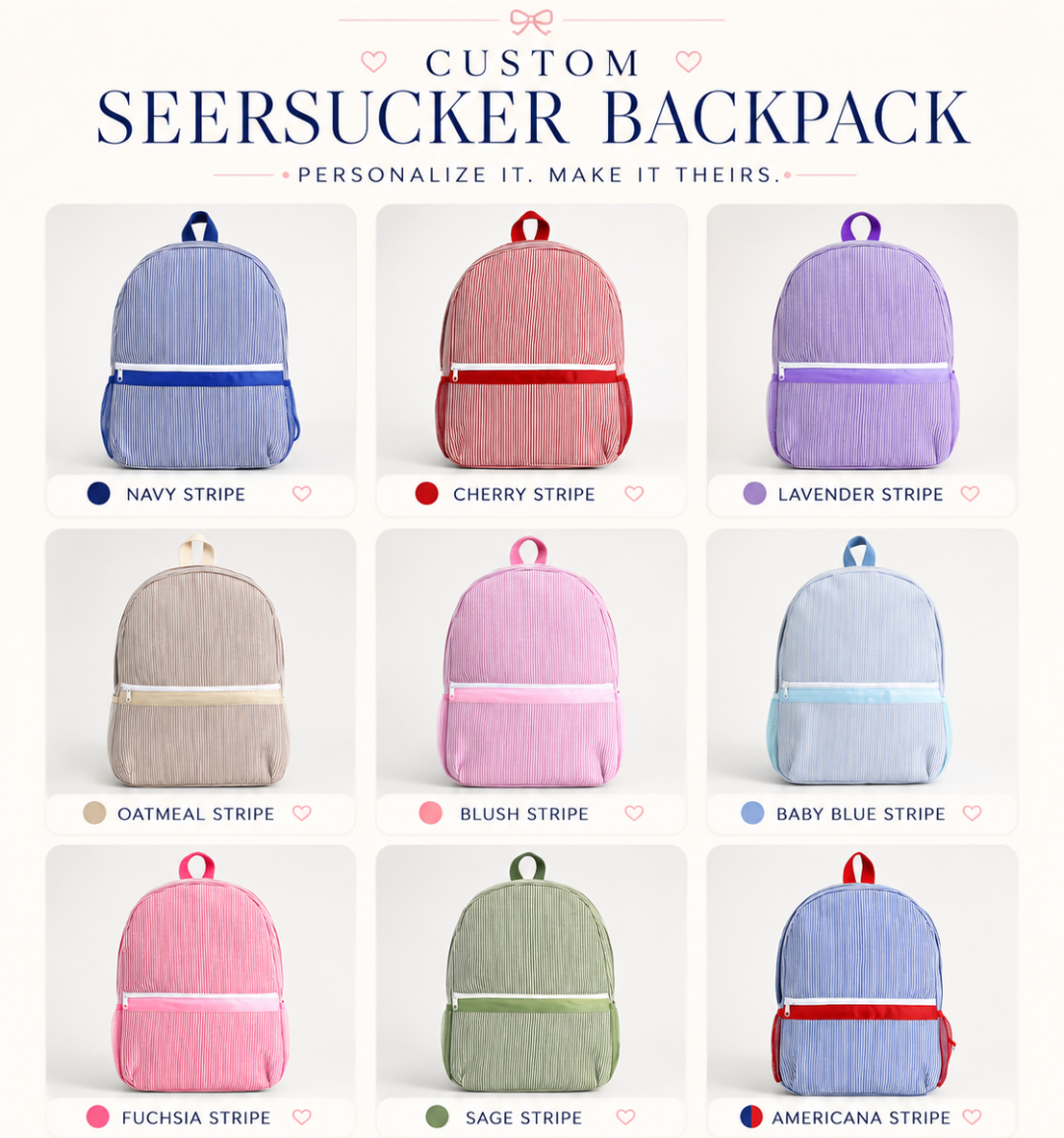 PREORDER: Custom Seersucker Backpack RERUN 7.13.26